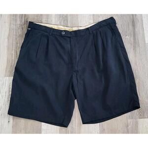 Tommy Bahama 90% Silk Shorts 42 Navy Blue Golf Pleated 9" Inseam